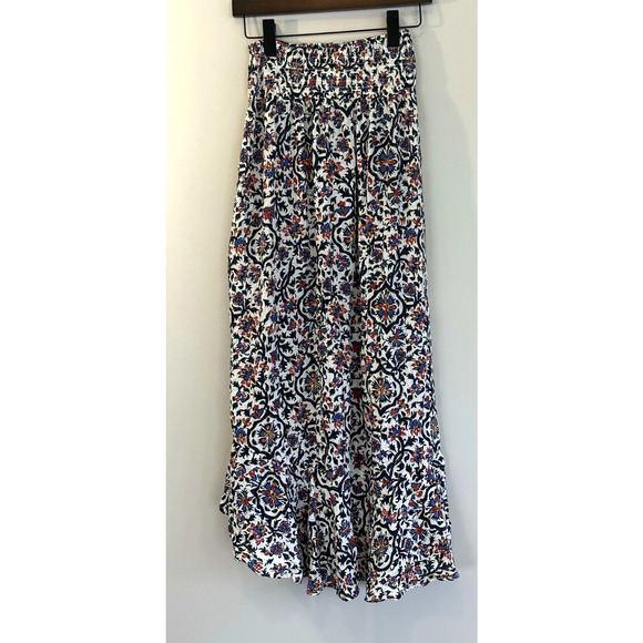 Cynthia Rowley Maxi Skirt Sz S Floral Shell Buttons Slit Front Tassel Flowy NWOT - Picture 4 of 10